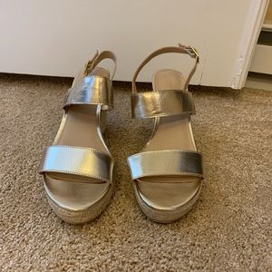 Gold espadrille wedges